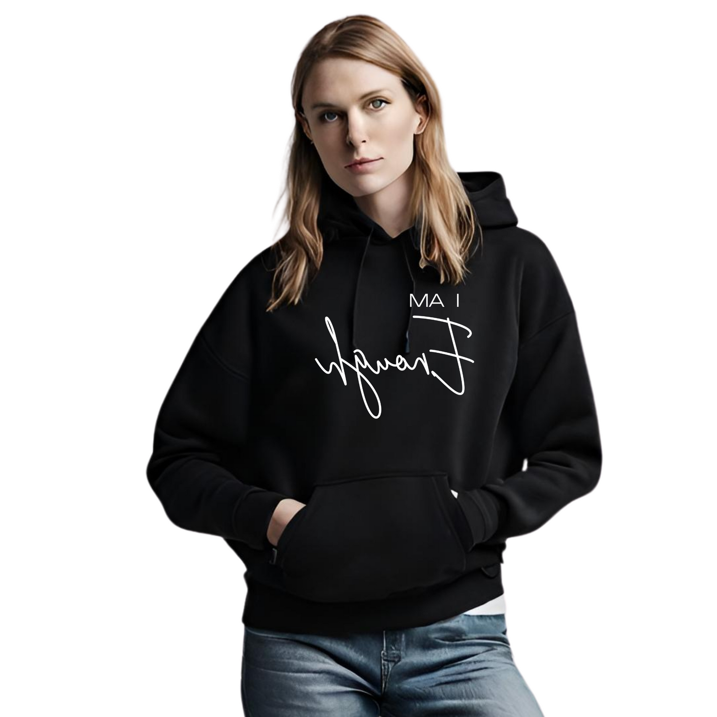 "I AM ENOUGH" Self-Affirmation Reverse Print Unisex Designer Hoodie