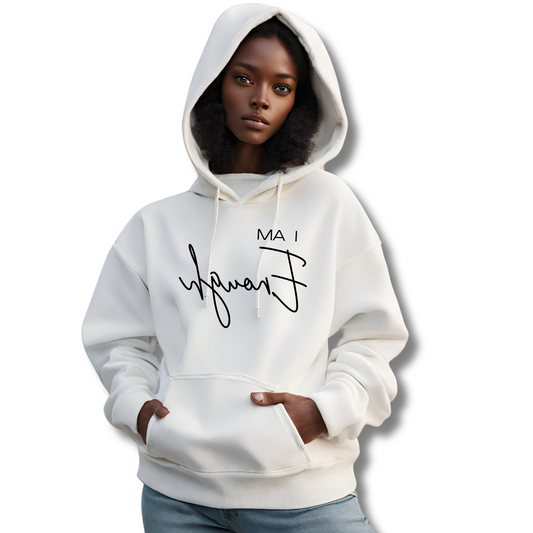 "I AM ENOUGH" Self-Affirmation Reverse Print Unisex Designer Hoodie